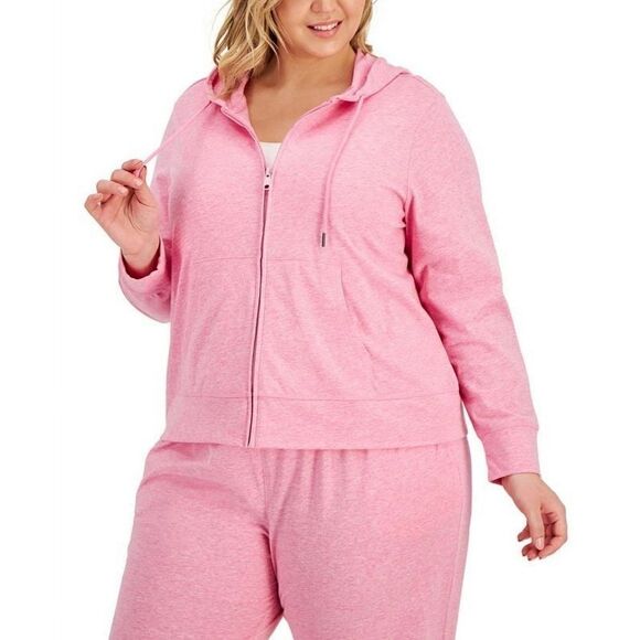 ID IDEOLOGY Plus Size Full-Zip Hooded Jacket, candy pink heather 2X - Picture 5 of 7